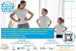 « Jeudis Sport Santé » du 9 novembre sur l&rsquo;activité physique et surpoids chez l&rsquo;enfant et l&rsquo;adolescent